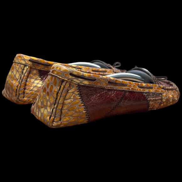 KENZIE Diva Women Sz 8.5 Moccasins Animal Snakeskin Patchwork Flats Loafer Shoes - Picture 9 of 16